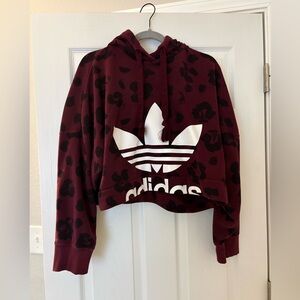 Adidas Maroon Crop Hoodie